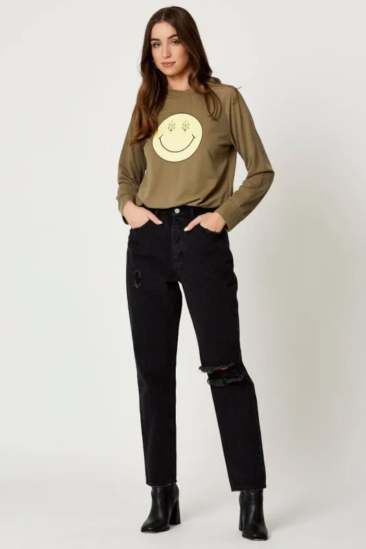 Green Smiley Face Sweater sold by Ally Fashion