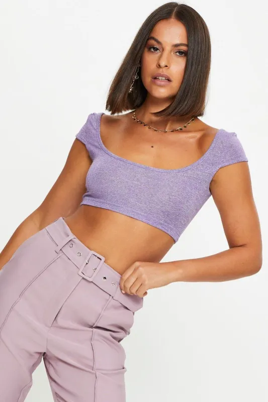 Purple Scoop Neck Marl Top sold by Ally Fashion