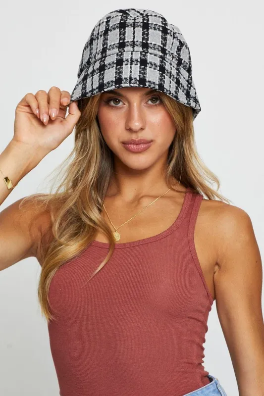 Grey Plaid Bucket Hat sold by Ally Fashion