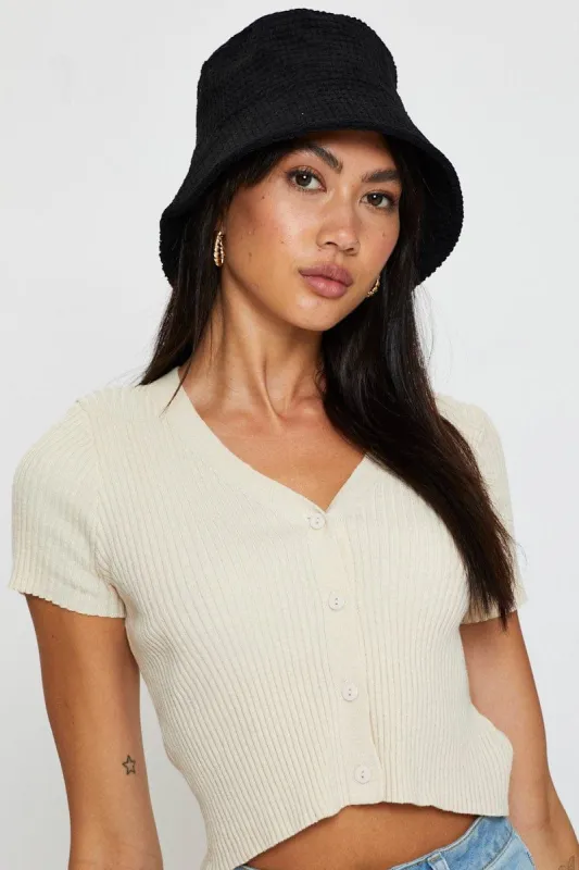 Black Corduroy Bucket Hat sold by Ally Fashion