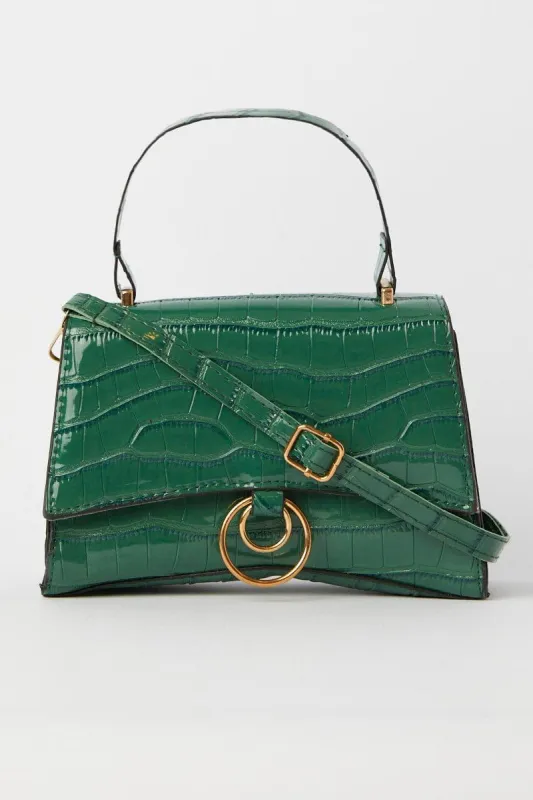 Green Croc Top Handle Crossbody Bag sold by Ally Fashion
