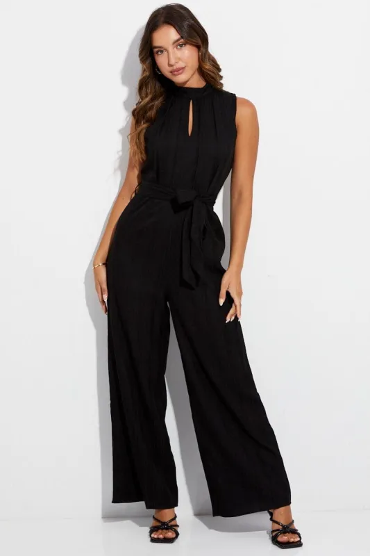 Black Jumpsuit Sleeveless High Neck sold by Ally Fashion