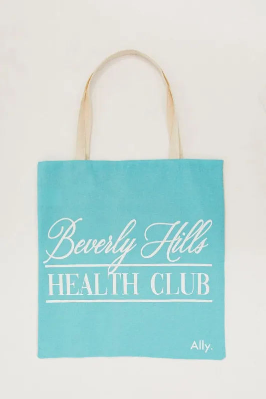 Blue Print Beverly Hills Health Club Printed Tote Bag sold by Ally Fashion