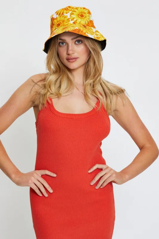 Print Retro Sunflower Print Bucket Hat sold by Ally Fashion