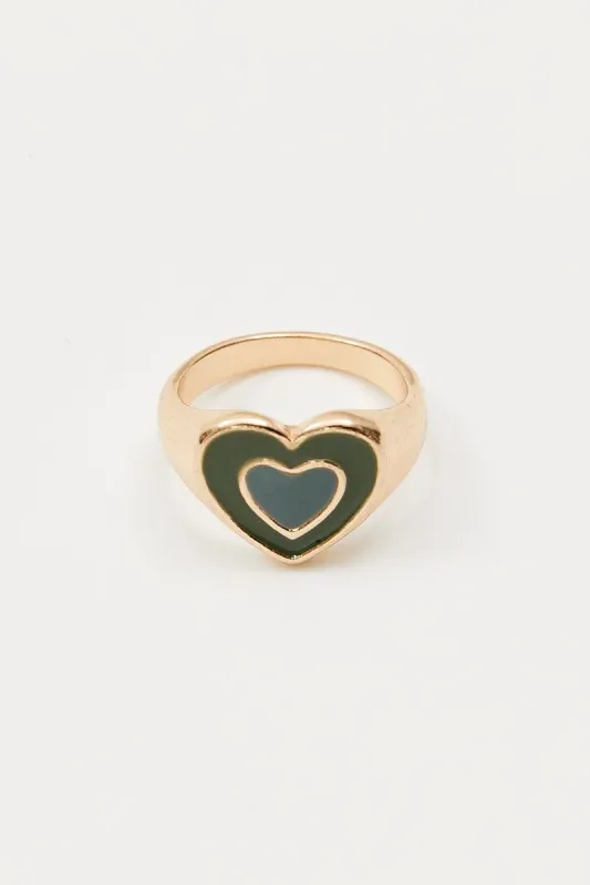 Green Heart Chunky Ring sold by Ally Fashion