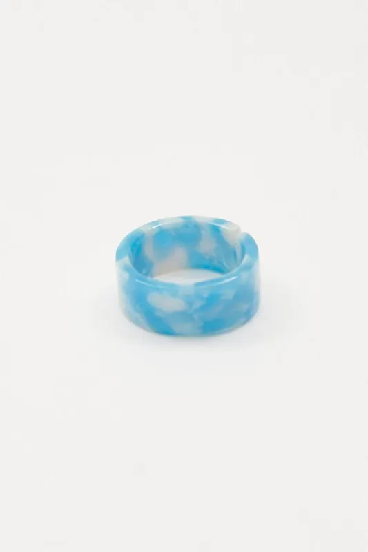 Blue Marble Chunky Plastic Ring sold by Ally Fashion