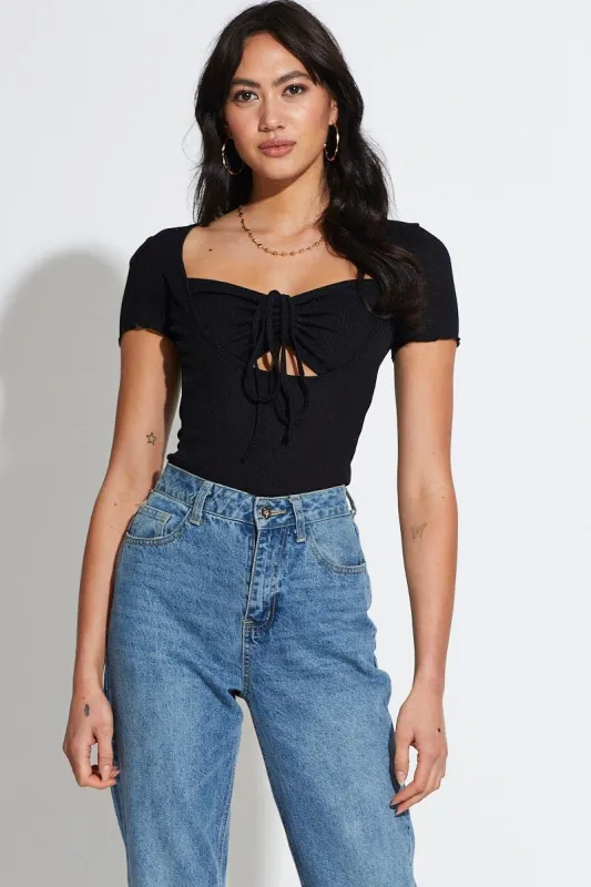 White Cut Out T Shirt Halter Neck sold by Ally Fashion