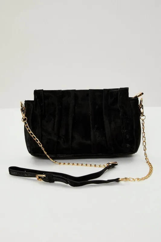 Black Pleated Front Chain Strap Handbag sold by Ally Fashion