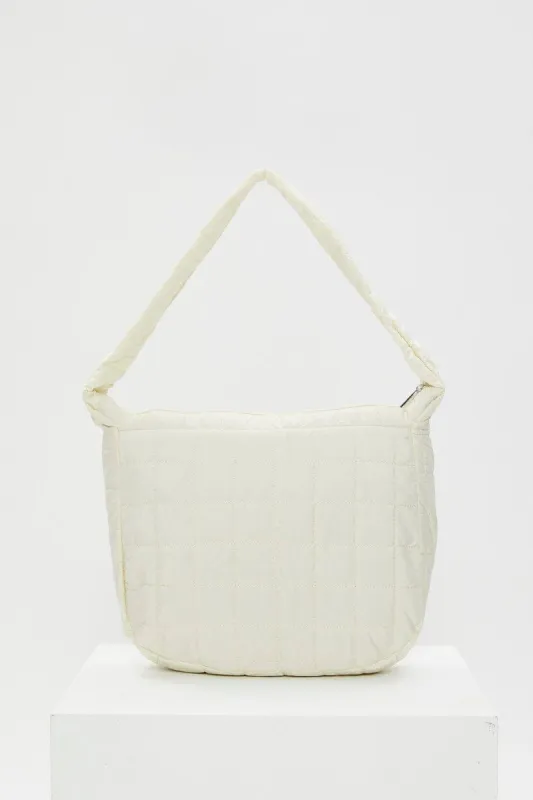 White Quilted Underarm Hobo Bag sold by Ally Fashion