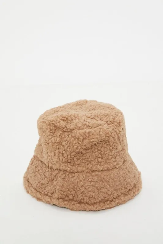 Beige Borg Bucket Hat sold by Ally Fashion