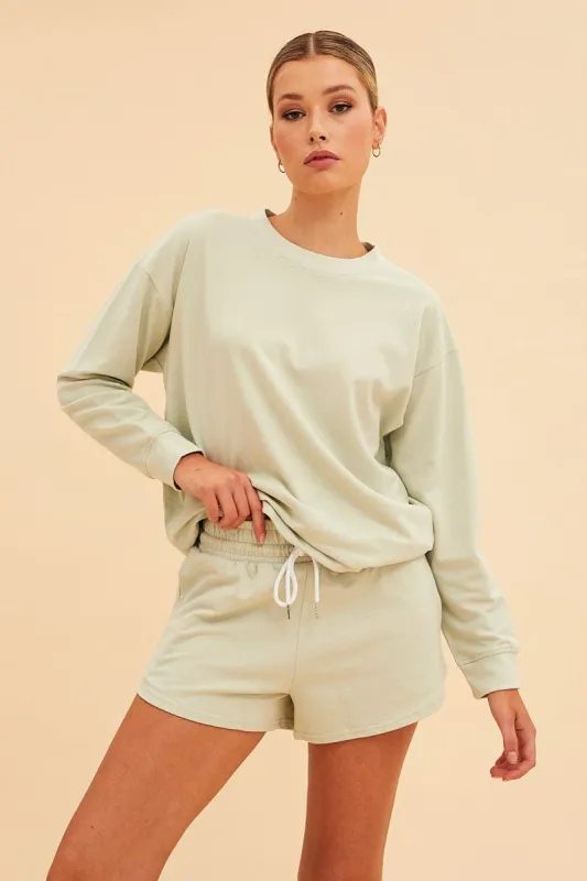 Green Hudson Cotton Fleece Crew Neck Oversized Sweat sold by Ally Fashion