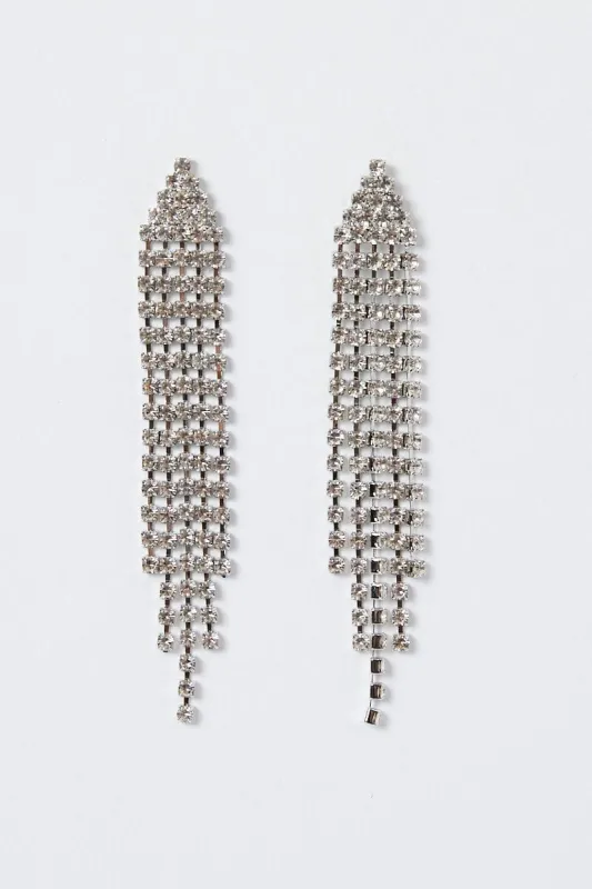 Grey Rhinestone Drop Earrings sold by Ally Fashion