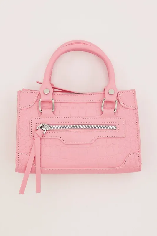 Pink Crocodile Print Crossbody Bag sold by Ally Fashion