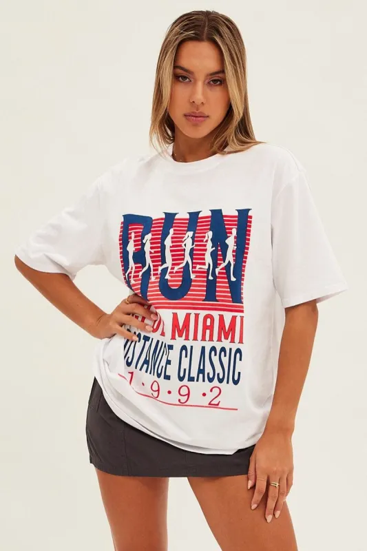 White Graphic T Shirt Oversized Short Sleeve sold by Ally Fashion