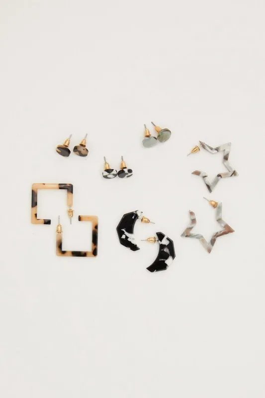 Multi 6 Pack Resin Earrings sold by Ally Fashion