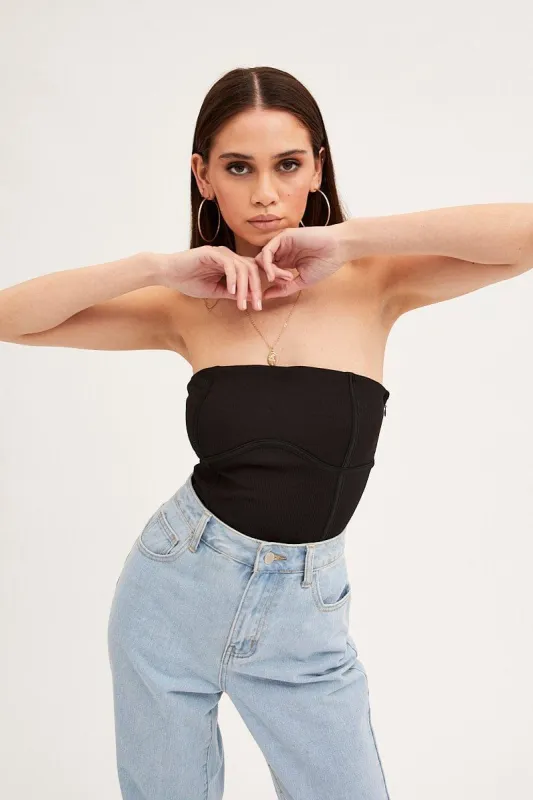 Black Strapless Bodysuit Bodice Detail sold by Ally Fashion