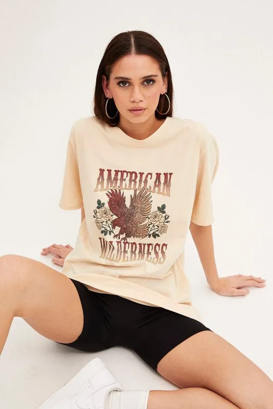 White Graphic T-Shirt Short Sleeve Oversized sold by Ally Fashion