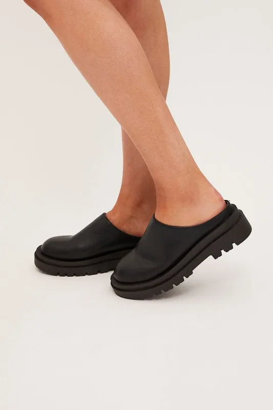 Black Chunky Sole Flat Mules sold by Ally Fashion