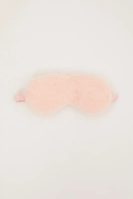 Pink Faux Fur Travel Eye Cover sold by Ally Fashion