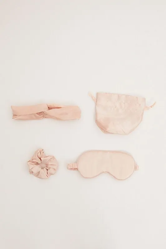 Pink Eye Cover And Hair Accessories Travel Beauty Bag sold by Ally Fashion