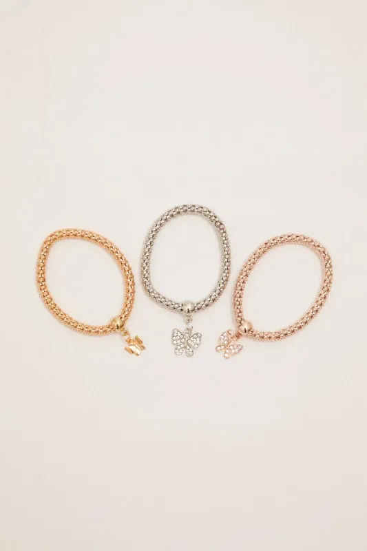 Multi 3 Pack Butterfly Charm Bracelet sold by Ally Fashion