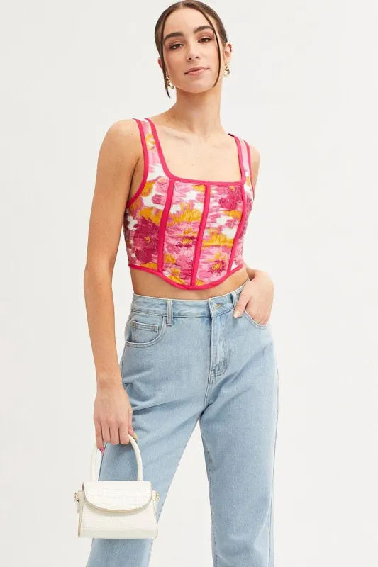 Print Corset Top Sleeveless Square Neck sold by Ally Fashion