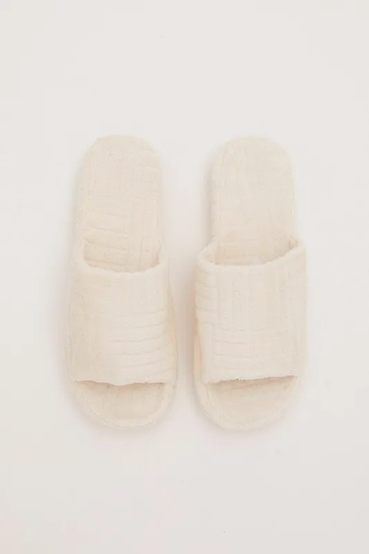 White Corduroy Detail Slippers sold by Ally Fashion