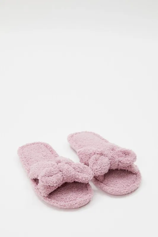 Pink Fluffy Bow Detail Slippers sold by Ally Fashion
