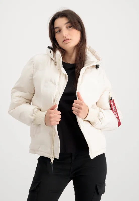 HOODED LOGO PUFFER W sold by Alpha Industries