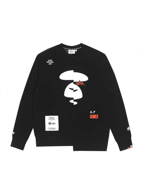 AAPE X ALPHA MIXED MEDIA CREWNECK sold by Alpha Industries