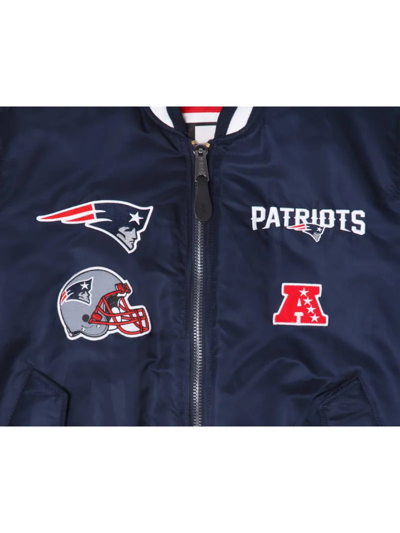 NEW ENGLAND PATRIOTS X ALPHA X NEW ERA MA-1 BOMBER JACKET (BLUE-RED) sold by Alpha Industries product image thumbnail 3