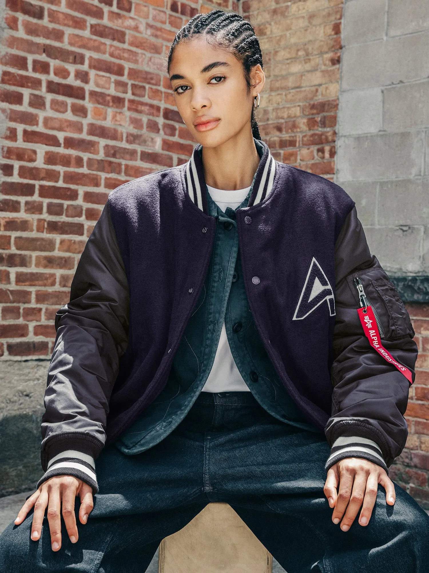 WOMEN'S MA-1 WOOL VARSITY JACKET (REPLICA BLUE) sold by Alpha Industries product image thumbnail 2