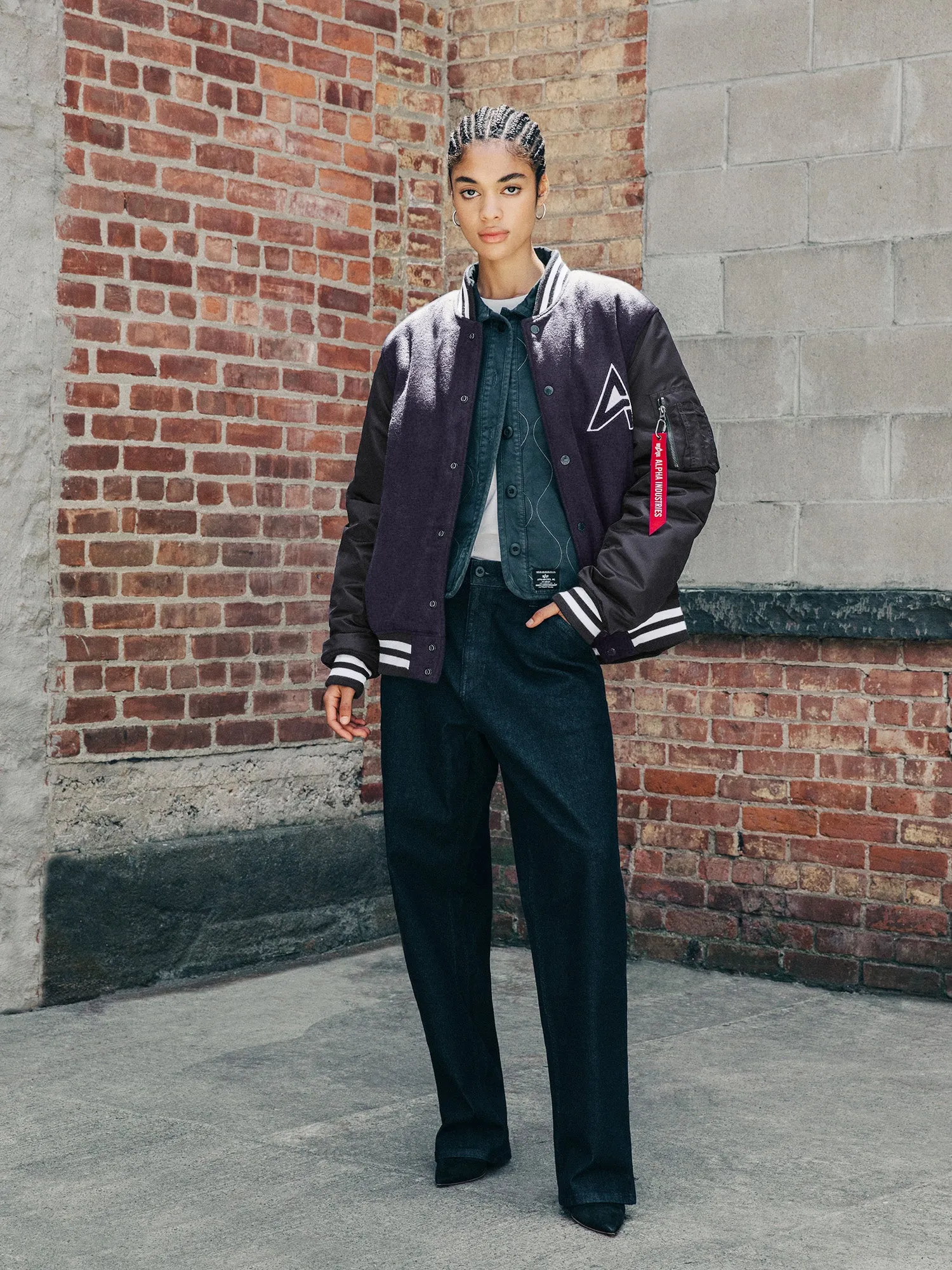 WOMEN'S MA-1 WOOL VARSITY JACKET (REPLICA BLUE) sold by Alpha Industries