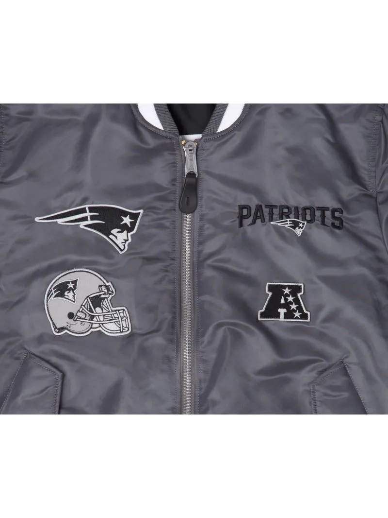NEW ENGLAND PATRIOTS X ALPHA X NEW ERA MA-1 BOMBER JACKET (GRAY-BLACK) sold by Alpha Industries product image thumbnail 3