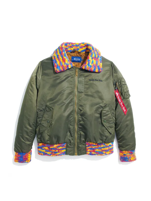 AWAKE X ALPHA MA-1 KNIT TRIMMED WASHED BOMBER JACKET | Parallel