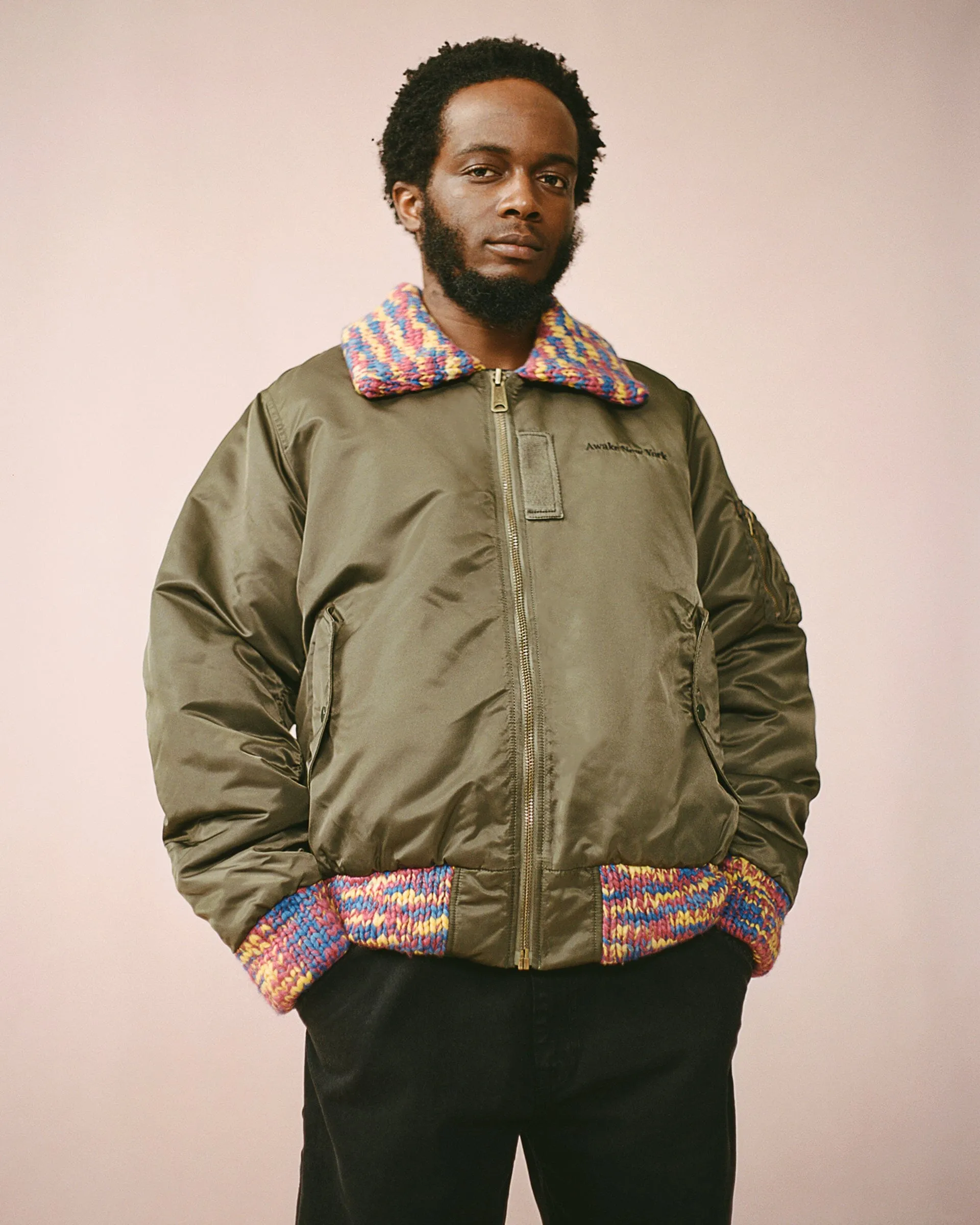 AWAKE X ALPHA MA-1 KNIT TRIMMED WASHED BOMBER JACKET | Parallel