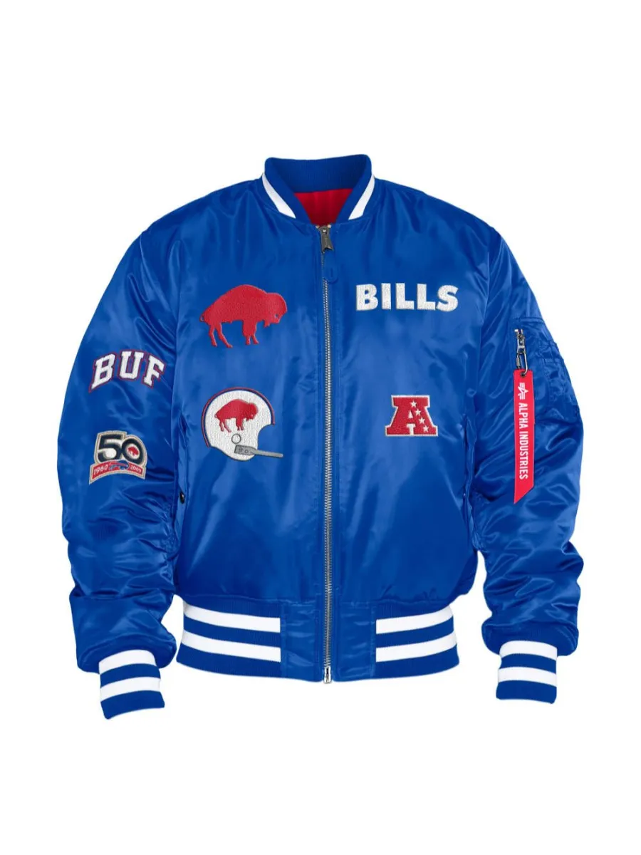 BUFFALO BILLS X ALPHA X NEW ERA MA-1 BOMBER JACKET (HISTORIC LOGO) sold by Alpha Industries