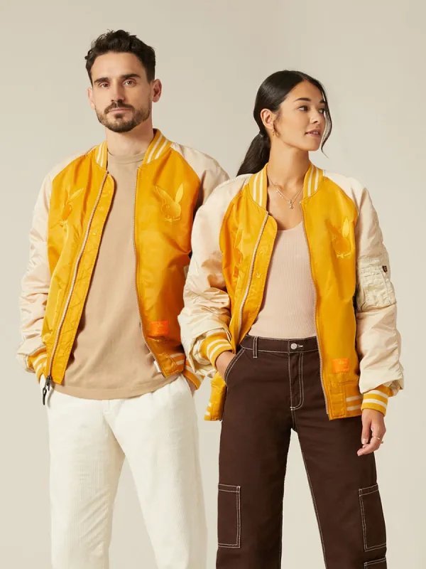 PLAYBOY BUNNY RETRO LOGO BOMBER JACKET sold by Alpha Industries