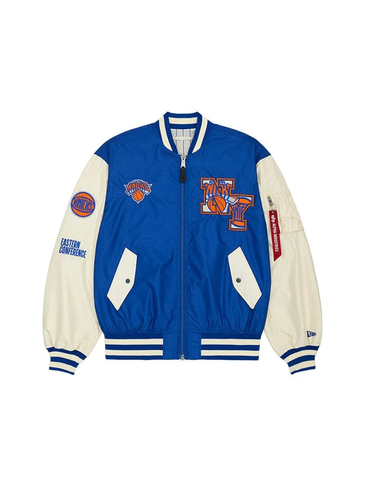 NEW YORK KNICKS X ALPHA X NEW ERA L-2B BOMBER JACKET sold by Alpha Industries