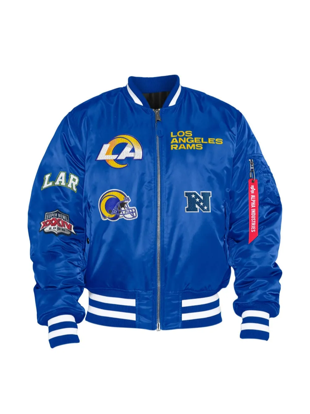 LOS ANGELES RAMS X ALPHA X NEW ERA MA-1 BOMBER JACKET sold by Alpha Industries