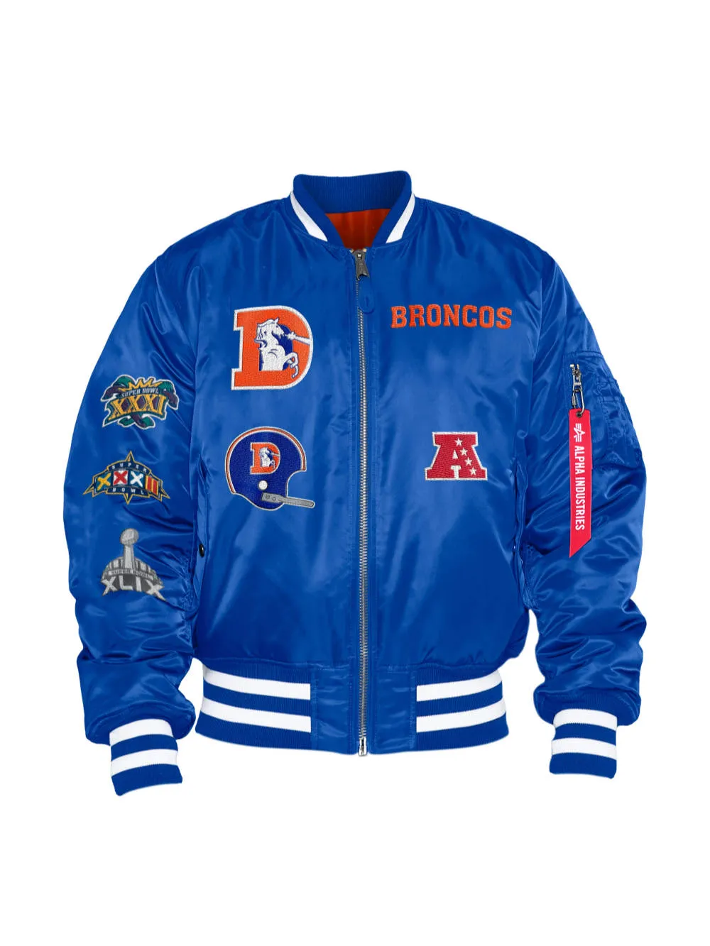 DENVER BRONCOS X ALPHA X NEW ERA MA-1 BOMBER JACKET (HISTORIC LOGO) sold by Alpha Industries