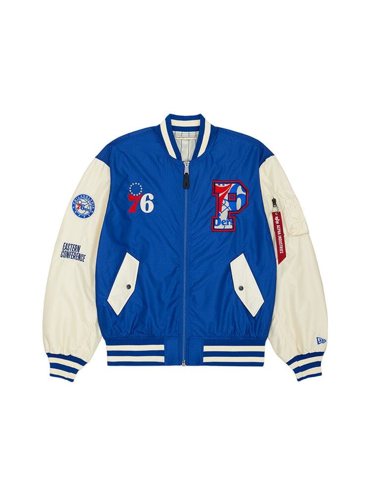 PHILADELPHIA 76ERS X ALPHA X NEW ERA L-2B BOMBER JACKET sold by Alpha Industries