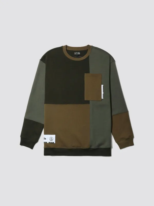 ALPHA X IZZUE PATCHWORK CREWNECK sold by Alpha Industries