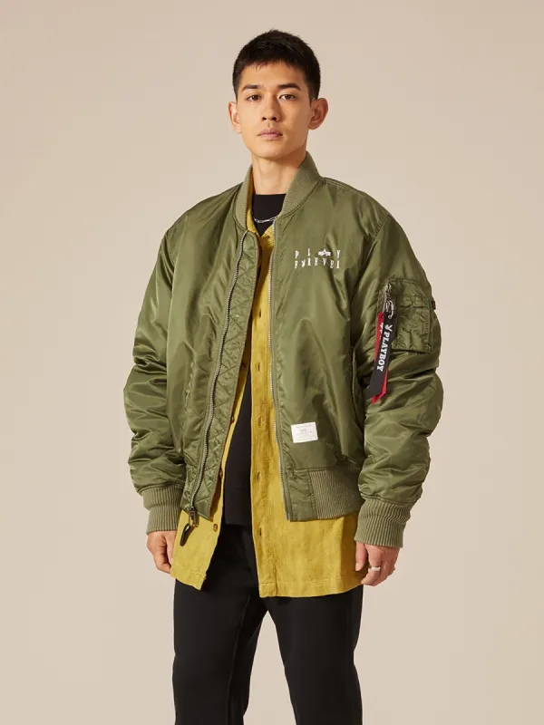 PLAYBOY X ALPHA PLAY FOREVER MA-1 BOMBER JACKET sold by Alpha Industries