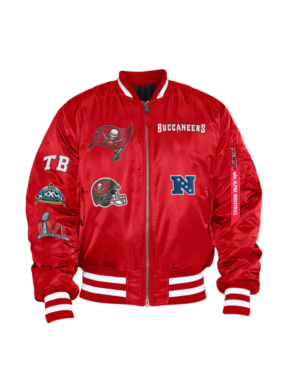 TAMPA BAY BUCCANEERS X ALPHA X NEW ERA MA-1 BOMBER JACKET sold by Alpha Industries