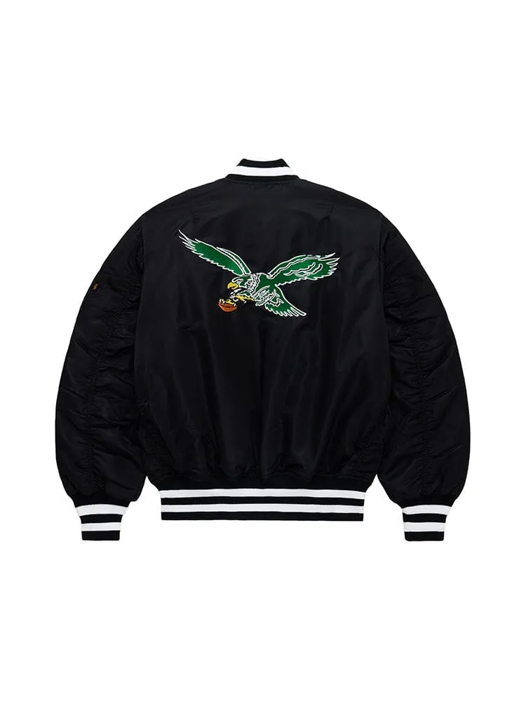 PHILADELPHIA EAGLES X ALPHA X NEW ERA MA-1 BOMBER JACKET (HISTORIC LOGO) sold by Alpha Industries product image thumbnail 2