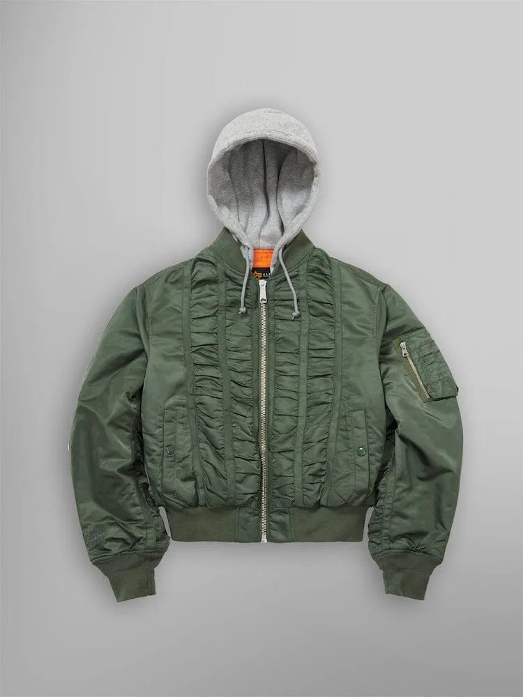 ALPHA X MADEME HOODED RUCHED MA-1 BOMBER JACKET sold by Alpha Industries