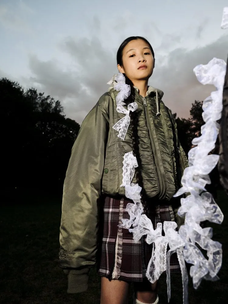 ALPHA X MADEME HOODED RUCHED MA-1 BOMBER JACKET sold by Alpha Industries product image thumbnail 2