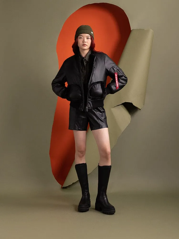 WOMEN'S REVERSIBLE FAUX LEATHER MA-1 BOMBER JACKET sold by Alpha Industries product image thumbnail 4