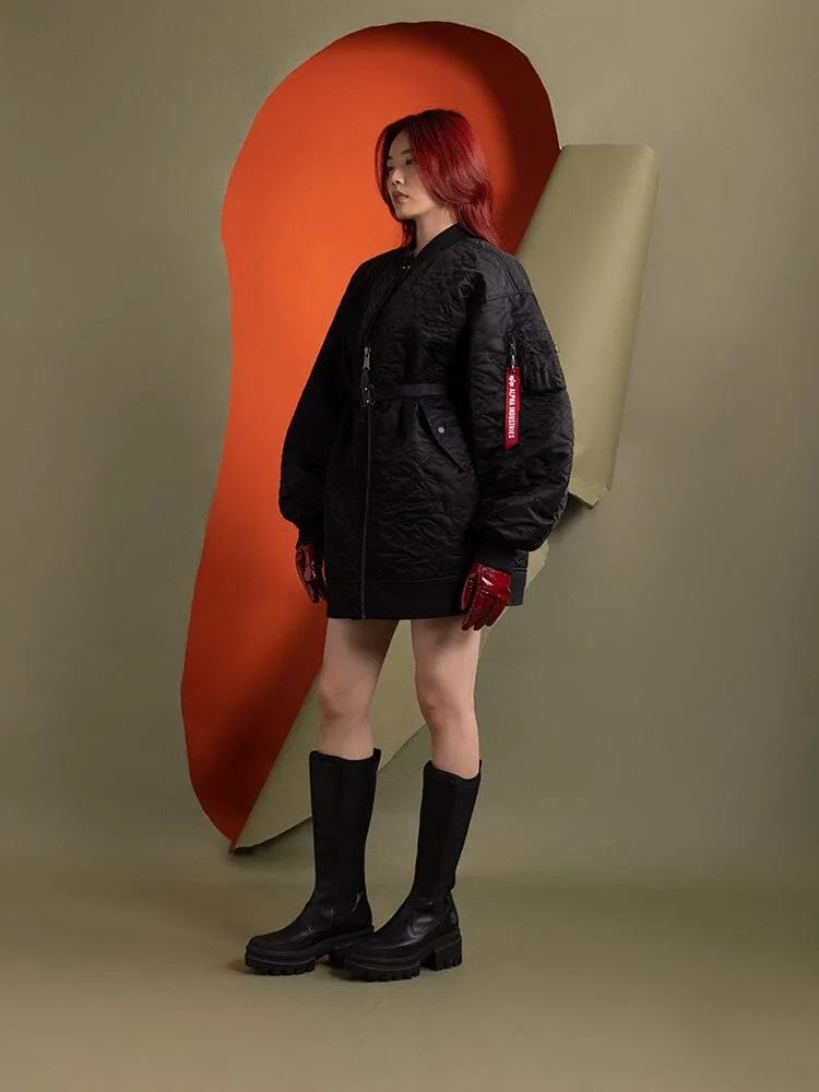 WOMEN'S CAMO QUILTED BELTED MA-1 BOMBER JACKET sold by Alpha Industries product image thumbnail 4